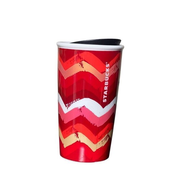 Starbucks 2014 Chevron Ceramic 10oz Travel Mug - Picture 1 of 4